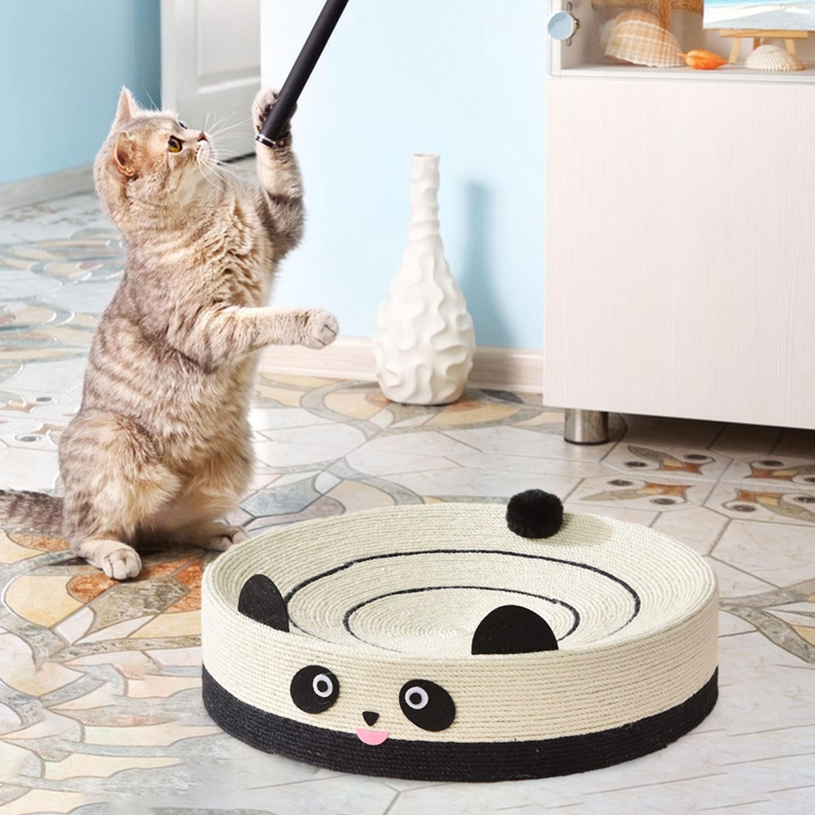 Round Sisal Cat Scratch Pad Cat Scratcher Bed Toys Durable Circular Creative Sturdy Home Decoration Cat Scratching Pad Lounge , Panda