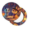 Bar Stool Covers Round Halloween Cat and Dog Skeleton AntiSlip Soft