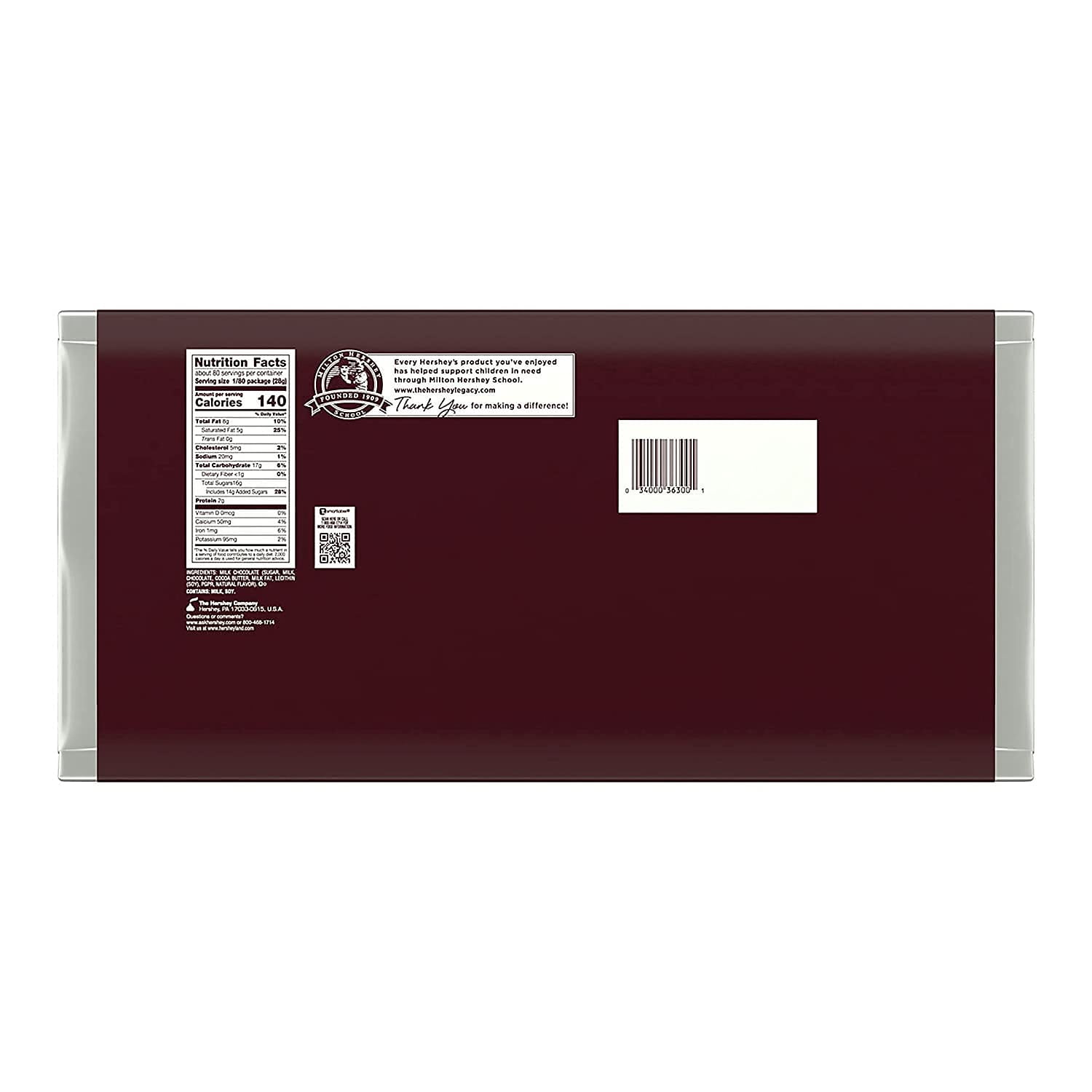 HERSHEY'S Milk Chocolate Bar, 5 lbs