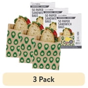 (3 pack) Lunchskins Compostable Sandwich Bags – 50 Count | Avocado Design | Eco-Friendly Food Storage Bags Made from Unbleached Kraft Paper with Recyclable Resealable Stickers
