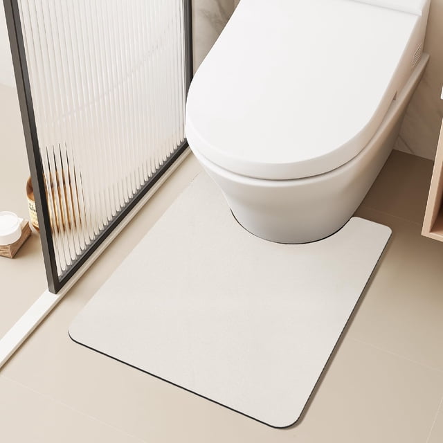 Tyuu Alfombra De Baño Alfombras De Baño Finas En Forma De U, Lavable, Antideslizante, Absorbente, De Secado Rápido, Alfombra De Baño De Pelo Bajo, 20.0 X 24.0 In, Forma De U, Color Blanco