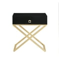 thumbnail image 2 of Chic Home Rochester Nightstand Side Table with Self Closing Drawer Lacquer X Base Brass Finished Stainless Steel, Modern Contemporary, Black, 2 of 2