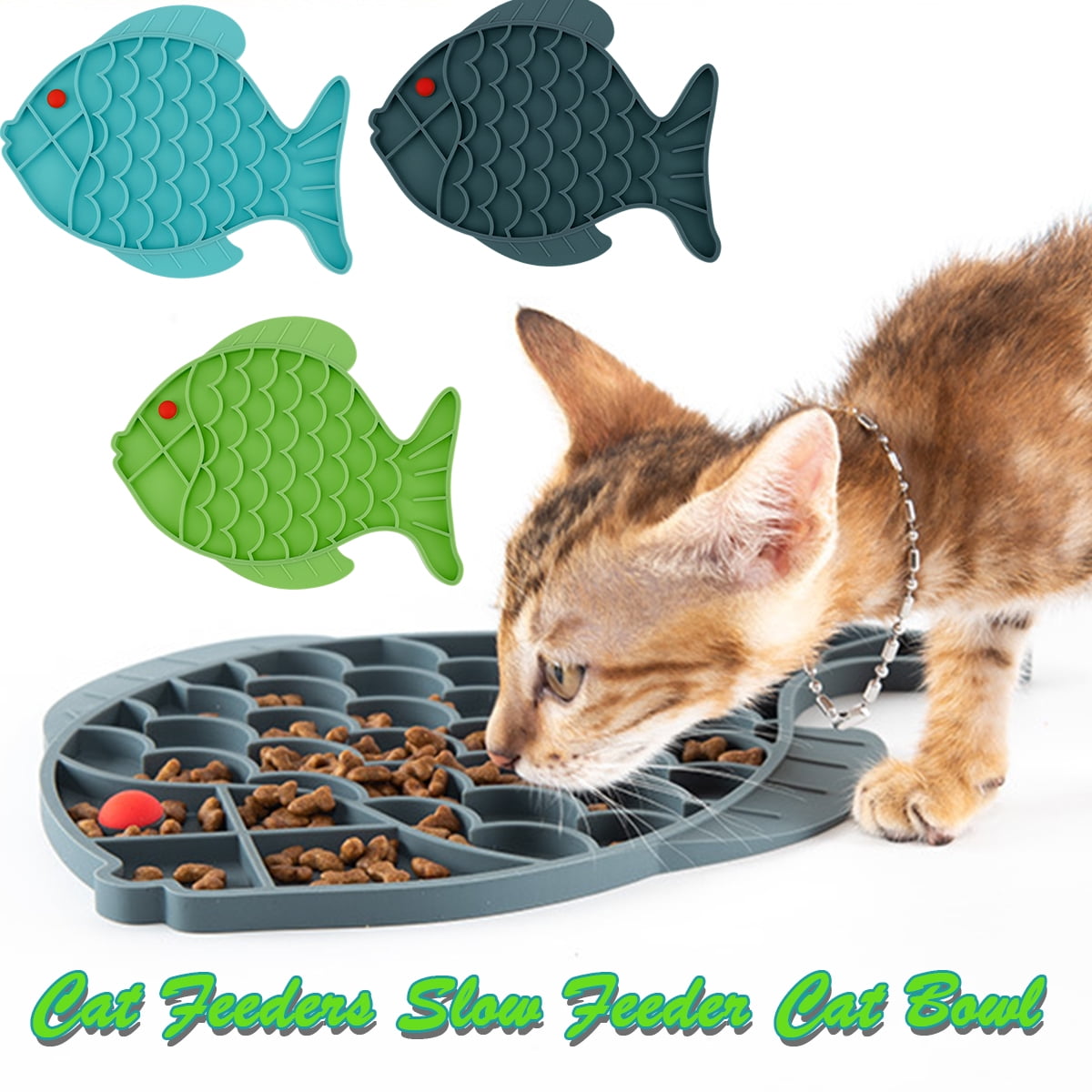 Cat Feeder Slow Feeder Cat Bowl Fish Shaped Silicone - Temu