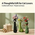 thumbnail image 3 of Quirky Cat Vase, Cat Flower Vase, Funny Kitty Planter for Desk, Shelf, Boho Home Decor, Unique Gift for Cats Lovers (Green), 3 of 6