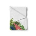 thumbnail image 2 of Tropical Soft Flannel Fleece Throw Blanket, Exotic Agapornis Parrot on Branch with Hibiscus Flowers and Leaves Illustration, Cozy Plush for Indoor and Outdoor Use, 70" x 90", Multicolor, by Ambesonne, 2 of 5