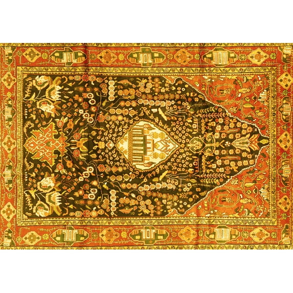 Ahgly Company Indoor Rectangle Animal Yellow Traditional Area Rugs, 2' x 4'