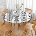 thumbnail image 3 of Black Geometric Triangle Diamond Pattern Round Fitted Tablecloth with Elastic Edge,Dining Table Cover Waterproof,Outdoor Round Tablecloth for Camping,Dining,Indoor and Outdoor, 3 of 7