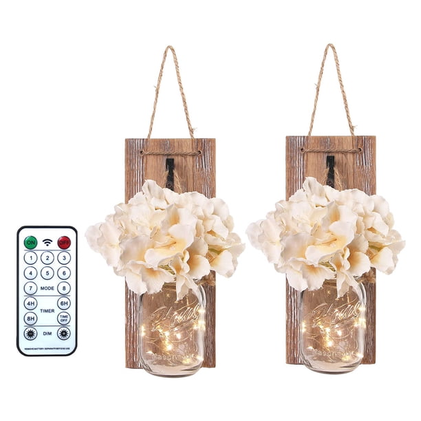 Naiovety 2 pack/lote luces LED de pared exquisita artesanía y Control remoto para un toque romántico en el hogar moderno Kits de decoración para fiestas Marrón