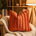 thumbnail image 2 of DefiDgd Velvet Throw Pillow Cover,Minimalist Striped Textured Square Cushion Case,Soft Decorative Pillow Slip for Sofa Couch Bed Living Room Bedroom Farmhouse Home Decoration(Orange), 2 of 7