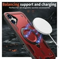 thumbnail image 6 of 360° Rotatable Magnetic Ring for iPhone 16 Case, Compatible with MagSafe [Non-Slip Texture Edge] [Built-in Kickstand] [Military Shockproof] Matte Soft TPU Bumper Ultra Slim, Red, 6 of 6