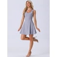 thumbnail image 2 of DARING DIVA Women's Sleeveless Sweetheart Neck Flared Swing Mini Dresses M Purple Grey, 2 of 6