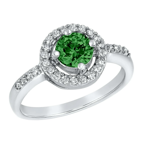 ELYA Jewelry Women's Round-Cut Green Cubic Zirconia Sterling Silver Ring