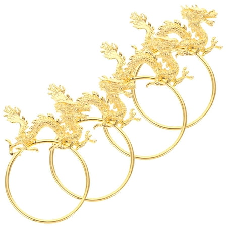 

HEALEEP 4 Pcs Napkin Ring Dragon Buckles Rustic Style Decorative Golden