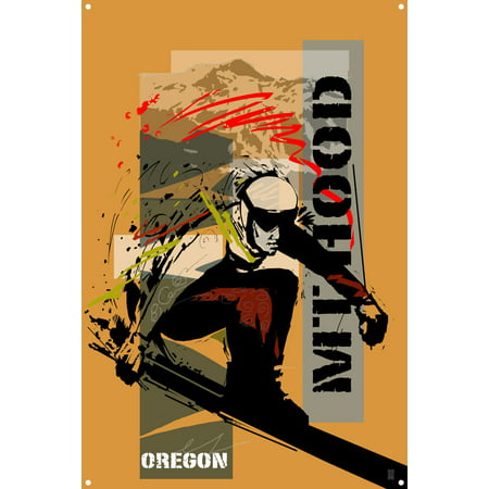 Mt. Hood Oregon Extreme Skier Metal Art Print by Mike Rangner (12