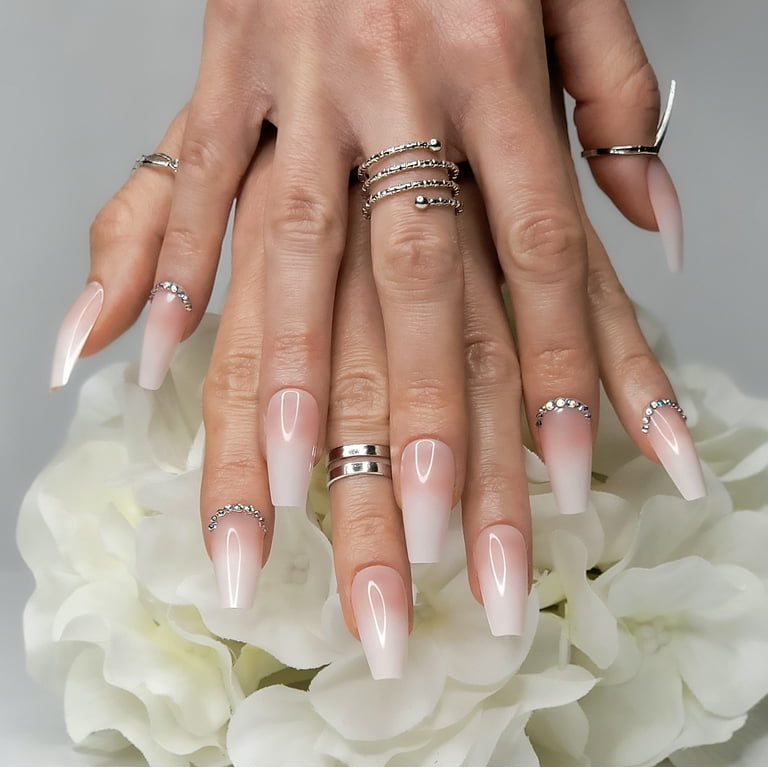 Ombre coffin nails with designs deals