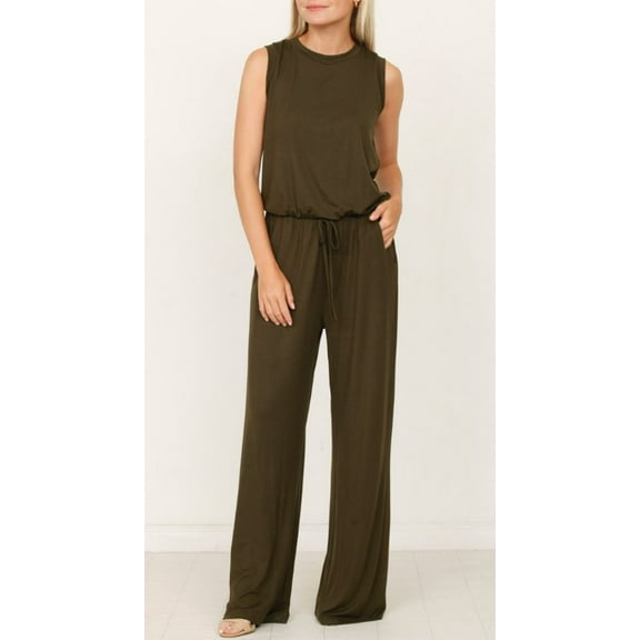 Eloges Women's Solid Sleeveless Tie Back Jumpsuit - 3X