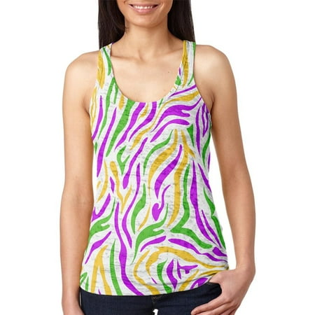 Burnout Zebra - Mardi Gras Zebra Stripes Costume Juniors Burnout Racerback Tank Top