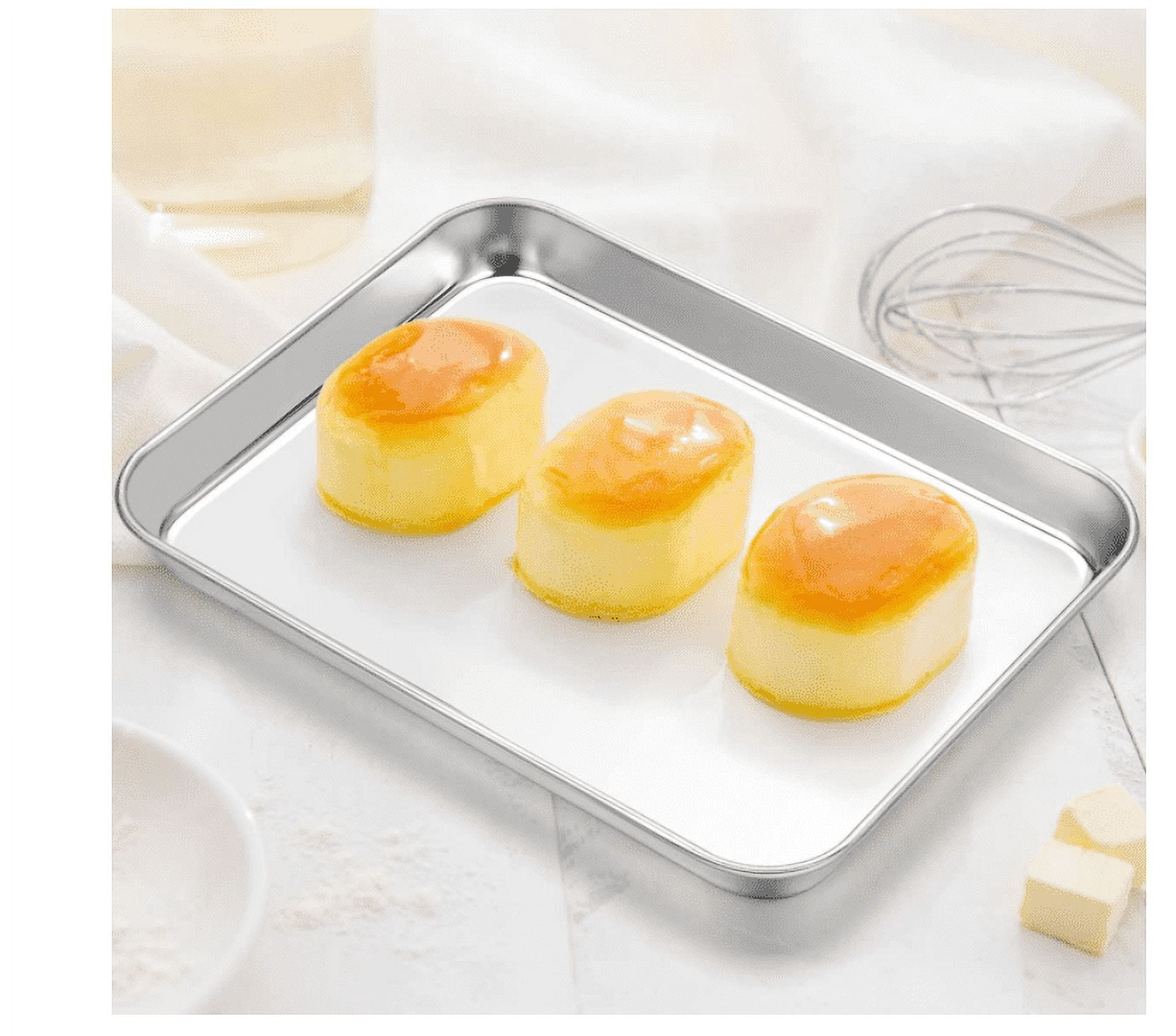 Baking Sheet Cookie Sheet Set of 2, Stainless Steel Baking Pans Tray Professional, Toaster Oven Baking pans,Non Toxic & Healthy, Mirror Finish & Rust Free, Easy Clean & Dishwasher Safe(10 Inch)