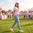 thumbnail image 5 of Mfakffe Breast Cancer Shirts for Women October Breast Cancer Awareness Short Sleeve Tee Pink Ribbon Print Crew Neck Casual T-Shirt for Breast Cancer Support, 5 of 5