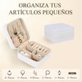 thumbnail image 3 of Joyero Pequeño De 12 Piezas, 10x10x5cm Estuche Organizador de Joyas para Viajes, Joyero Portátil con Compartimentos para Anillos, Pendientes, Collares (Blanco), 3 of 7