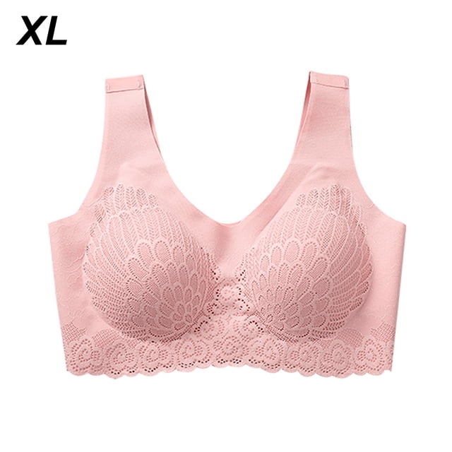 Sujetador de mujer Sujetador Hacer subir acolchado inalámbrico Sujetador deportivo de látex desmontable Ropa interior superior, Rosa, XL Eigraketly AP001365-04