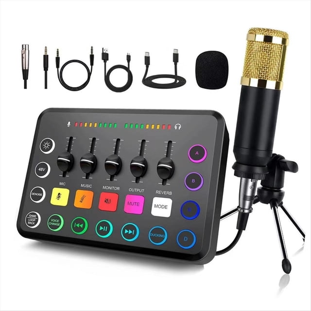 Tarjeta de Sonido en de 48 V F11, Mezclador de 5 Canales para Transmisión de Audio, Estudio para Transmisión de Audio.