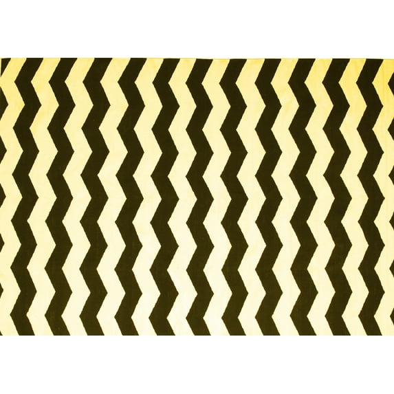 Ahgly Company Indoor Rectangle Abstract Yellow Contemporary Area Rugs, 5' x 7'