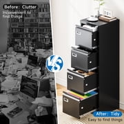 Fesbos 4 Drawer File Cabinet with Lock, File Cabinets for Home Office,18 Deep Vertical Metal Black File Cabinet Office Storage Cabinet Organizer for Letter/Legal / A4