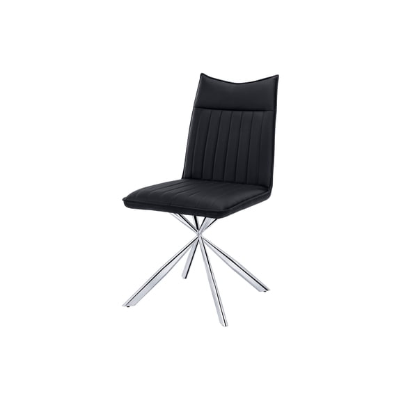 Newboti Dining Chair, Set Of 2, Side, Upholstered, Kitchen, Dining Room, Black Leather Look, Chrome Metal, Contemporary, Modern 204542662654116