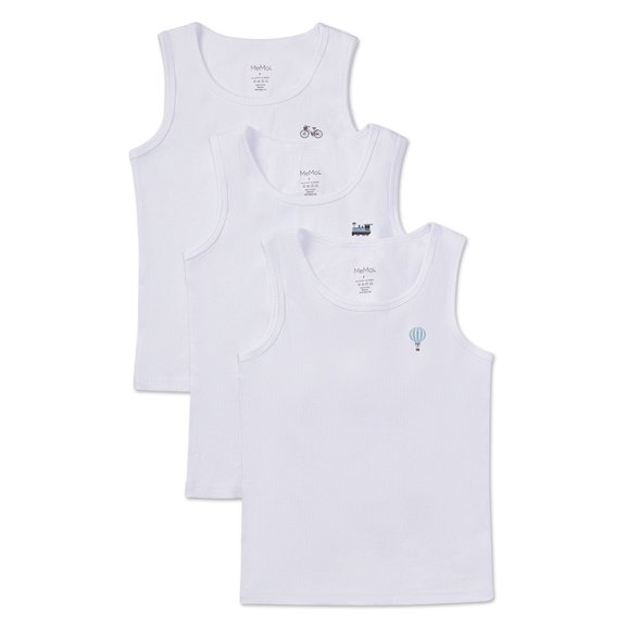 MeMoi Boys' 3 Pair Pack Ribbed On The Move Tank Top - Boys - Male, 5, White