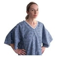 thumbnail image 3 of 3 PK 3XL Hospital Gown – Blue Leaf Print V-Neck Unisex Patient Robe with Steel IV Shoulder Snaps Fits Men to 2XL & Women to 3XL, 3 of 4