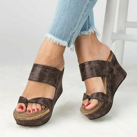 

Krdevn House Slippers for Woman Slippers For Women Ladies Fashion Flip Flops Causal Shoes Platform Sandals -Brown 38