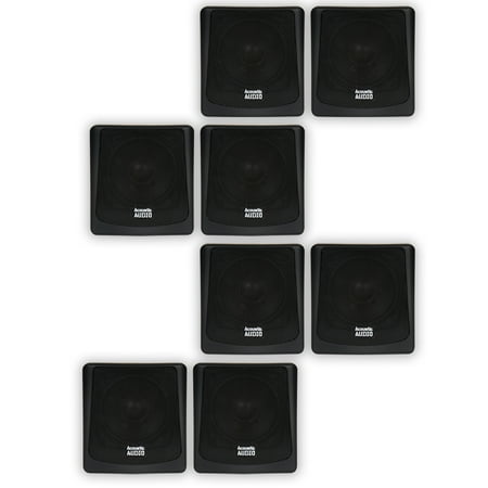 Acoustic Audio AA051B Mountable Indoor or Outdoor Speakers Black Bookshelf 4 Pair Pack AA051B-4PR