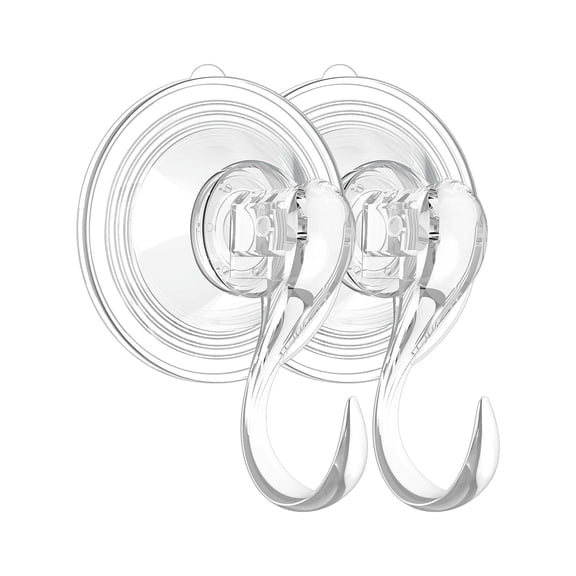 Pack of 2 Extra Strength Suction Cup Hooks Removable Bath Towel Hangers Nonslip Design For Kitchen Shower Storage