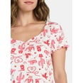 thumbnail image 4 of Valentine's Day Women's Knit Henley Top and Shorts Pajama Set from Way to Celebrate, 2-Piece, Sizes XS-3X, 4 of 5