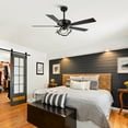 thumbnail image 4 of Parrot Uncle 52" Modern Black 5-Blade Ceiling Fan with Remote and Lights, Down Rod Ceiling Fan, LED Ceiling Fan, 4 of 12