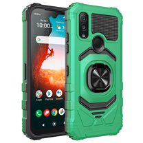 For Kyocera DuraSport 5G / UW Case Shockproof Ring Stand Phone Cover with Tempered Glass Screen Protector - Green