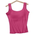 thumbnail image 6 of Lumtrix Built in Bra Tank Tops for Women Ribbed Scoop Neck Slim Fit Sleeveless Going Out Summer Tops Hot Pink L, 6 of 8