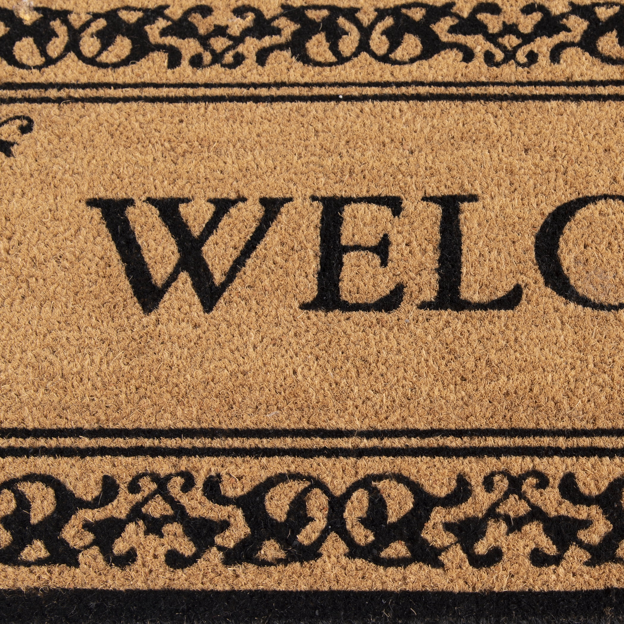 Mainstays Black 'Welcome' Estate Outdoor Coir Doormat, 20"x46"