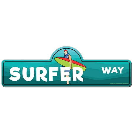Surfer Street Sign | Indoor/Outdoor | Funny Home Decor for Garages, Living Rooms, Bedroom, Offices | SignMission personalized