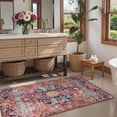 thumbnail image 3 of Bohemian Floral Medallion Area Rug - 3x5 Hot Pink Rug for Girls Room Front Entry Mat, Non-Slip Machine Washable Soft Throw Carpet for Bathroom Apartment Entrance Laundry, Fuchsia/Multi, 3 of 8
