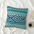 thumbnail image 4 of LNWH Decorative Pillow Covers, Vintage Southwestern Style Blue Square Sofa Decorative Knit Pillow Case, 16"x16", 4 of 8