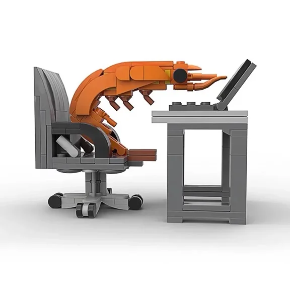 Creative Working Shrimp Model Building Blocks Set Puzzle Assembled Toys Desktop Ornaments Crayfish MOC Bricks Adult/Kids Gifts