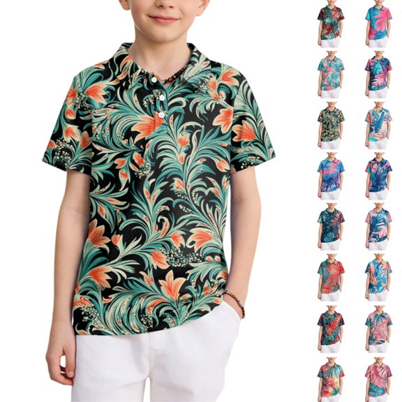 YOUYEDIAN Boys Polo Shirt Size 13-14 Kids Golf Short Sleeve School Uniform Toddler Girls Summer Collared T Shirts Dress Athletic Outfits (Mint Green#01)