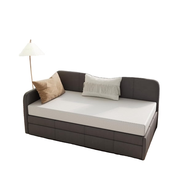 Twin Mattress, 1 Count, 75 x 39 x 5 Inches, 5-Layer Medium-Firm Cooling Gel Memory Foam, Pressure Relief, White for Daybeds and Trundle Beds