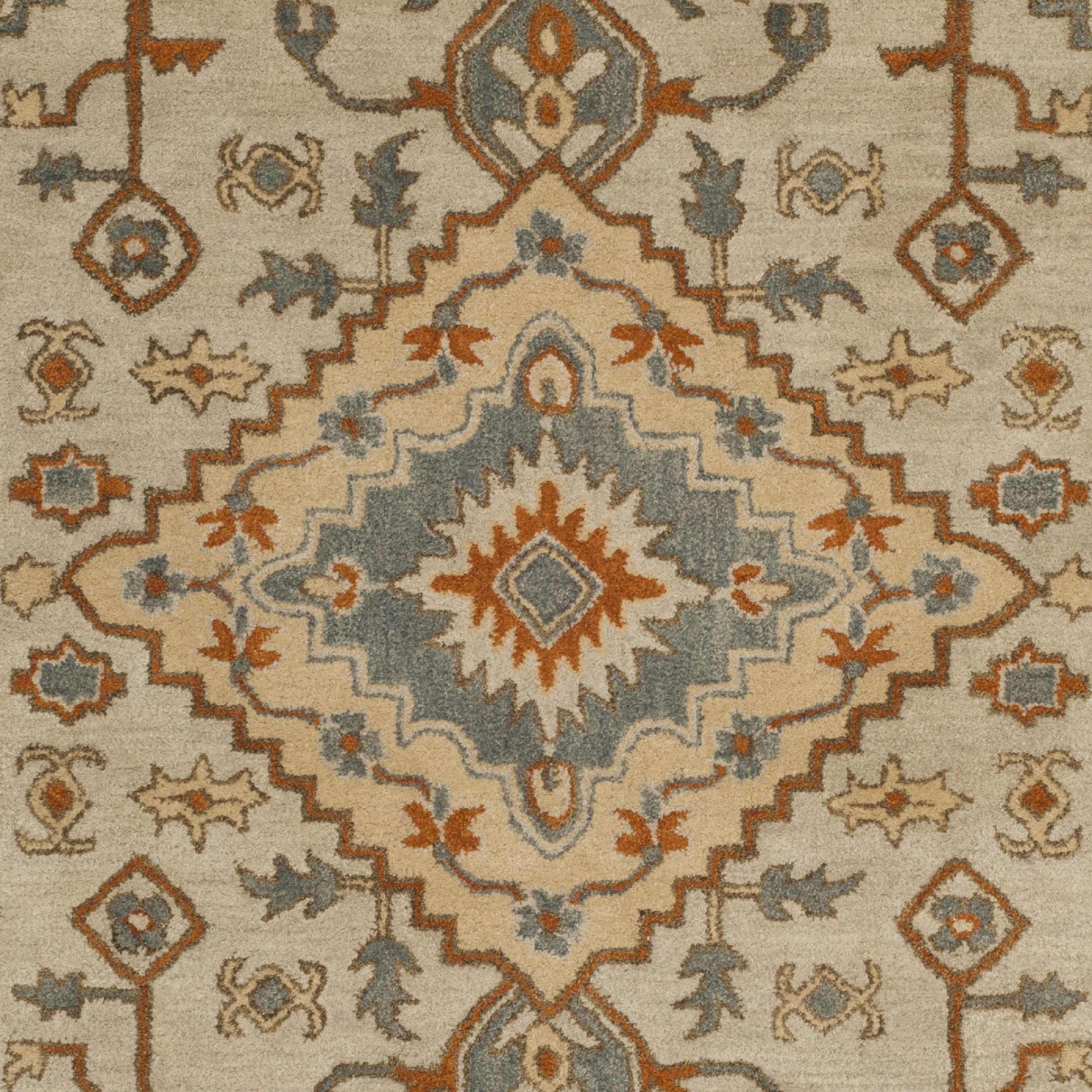 SAFAVIEH Heritage Nita Traditional Wool Area Rug, Light Blue/Rust, 5' x 8'