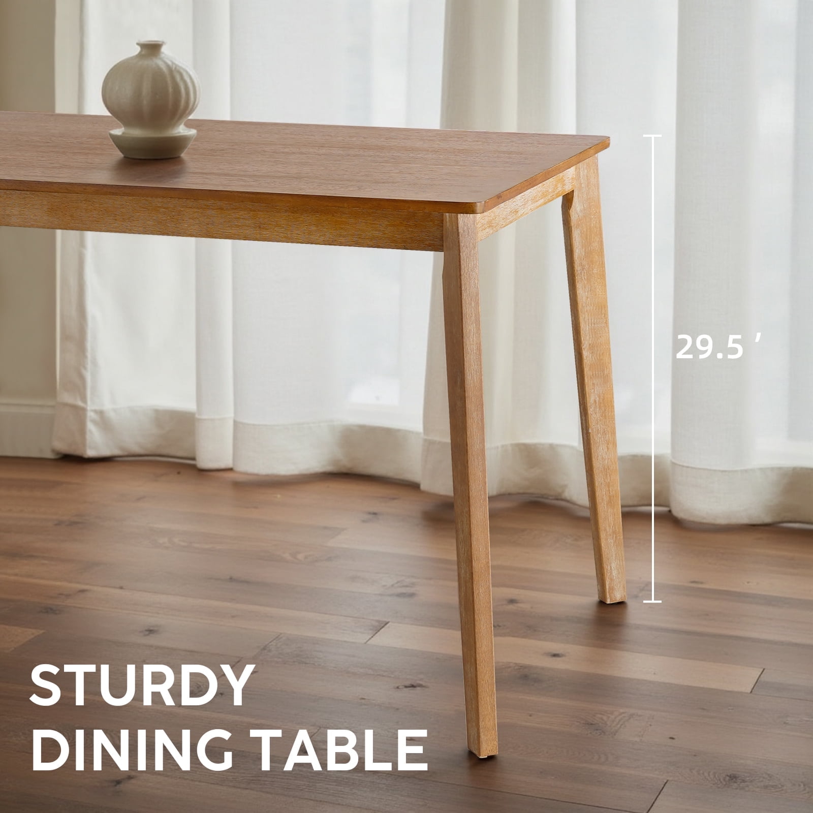 Kithkasa 47" Dining Table for 6 People,Wooden Farmhouse Kitchen Table for Kitchen, Living Room,Dining Room,Natural
