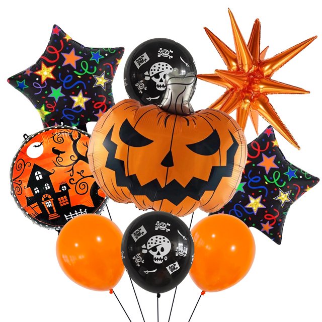 Juego de globos de Halloween con forma de calabaza, 10 unidades