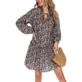 thumbnail image 1 of VISgogo Vestido de primavera para mujer, vestido de manga larga con estampado floral/leopardo con cuello en V, trajes sueltos hasta la rodilla para mujer VISgogo moda, 1 of 9