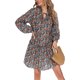 thumbnail image 1 of VISgogo Vestido de primavera para mujer, vestido de manga larga con estampado floral/leopardo con cuello en V, trajes sueltos hasta la rodilla para mujer VISgogo moda, 1 of 9